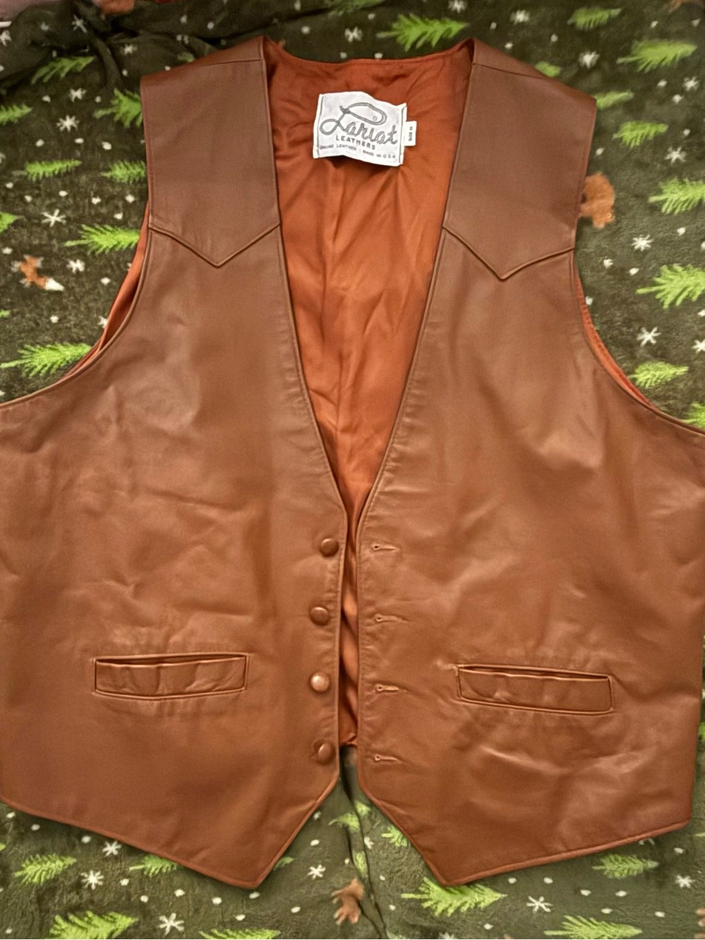Vintage Lariat Leathers Western Vest — Genuine Leather, Size 44